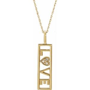 Ladies Natural Diamond Love Necklace (I1-I2, Ghi) — 14K Yellow Gold