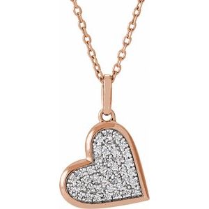 Ladies Natural Diamond Heart Necklace (I1, G-H) — 14K Rose Gold