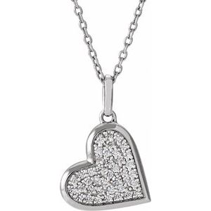 Ladies Natural Diamond Heart Necklace (I1, G-H) — 14K White Gold
