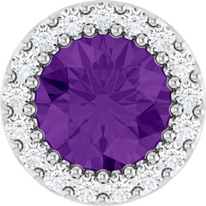 Ladies Natural Amethyst Natural Diamond Halo-Style Pendant (I1, G-H) — Sterling Silver