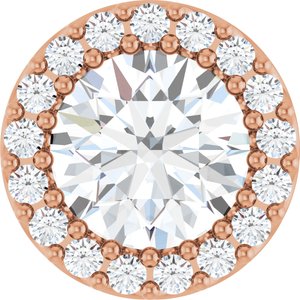 Ladies Natural White Sapphire Natural Diamond Halo-Style Pendant (I1, G-H) — 14K Rose Gold