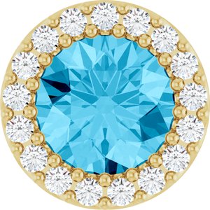 Ladies Natural Aquamarine Natural Diamond Halo-Style Pendant (I1, G-H) — 14K Yellow Gold