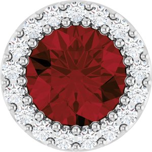 Ladies Natural Mozambique Garnet Natural Diamond Halo-Style Pendant (I1, G-H) — Sterling Silver
