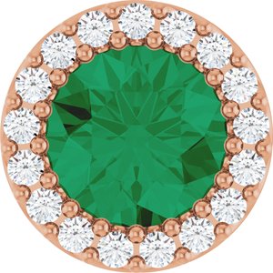 Ladies Natural Emerald Natural Diamond Halo-Style Pendant (I1, G-H) — 14K Rose Gold