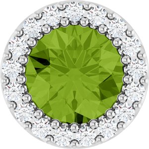 Ladies Natural Peridot Natural Diamond Halo-Style Pendant (Si2-Si3, G-H) — Platinum