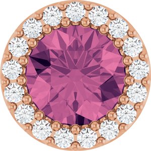 Ladies Natural Pink Tourmaline Natural Diamond Halo-Style Pendant (I1, G-H) — 14K Rose Gold