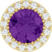 Ladies Natural Amethyst Natural Diamond Halo-Style Pendant (I1, G-H) — 14K Yellow Gold