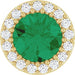 Ladies Natural Emerald Natural Diamond Halo-Style Pendant (I1, G-H) — 14K Yellow Gold
