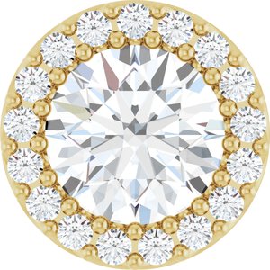 Ladies Natural White Sapphire Natural Diamond Halo-Style Pendant (I1, G-H) — 14K Yellow Gold