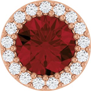 Ladies Natural Mozambique Garnet Natural Diamond Halo-Style Pendant (I1, G-H) — 14K Rose Gold