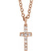 Ladies Natural Diamond Cross Necklace (I1, G-H) — 14K Rose Gold