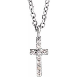 Ladies Natural Diamond Cross Necklace (I1, G-H) — 14K White Gold