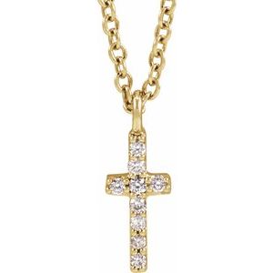 Ladies Natural Diamond Cross Necklace (I1, G-H) — 14K Yellow Gold