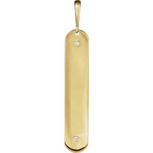 Ladies Natural Diamond Engravable Bar Charm/Pendant (I1, G-H) — 14K Yellow Gold