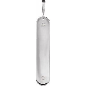 Ladies Natural Diamond Engravable Bar Charm/Pendant (Si2-Si3, G-H) — Platinum
