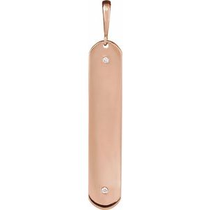 Ladies Natural Diamond Engravable Bar Charm/Pendant (I1, G-H) — 14K Rose Gold