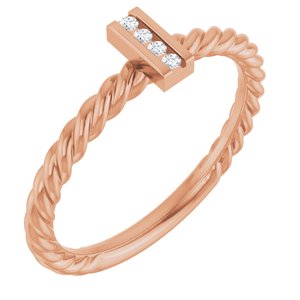 Ladies Natural Diamond Rope Ring (I1, G-H) — 14K Rose Gold