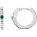 Ladies Natural Emerald Natural Diamond 13.6 mm Hoop Earring (Si2-Si3, G-H) — Platinum