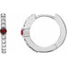 Ladies Natural Mozambique Garnet Natural Diamond 13.6 mm Hoop Earring (I1, G-H) — 14K White Gold