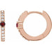 Ladies Natural Mozambique Garnet Natural Diamond 13.6 mm Hoop Earring (I1, G-H) — 14K Rose Gold