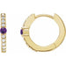 Ladies Natural Amethyst Natural Diamond 13.6 mm Hoop Earring (I1, G-H) — 14K Yellow Gold