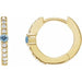 Ladies Natural Aquamarine Natural Diamond 13.6 mm Hoop Earring (I1, G-H) — 14K Yellow Gold