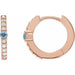 Ladies Natural Aquamarine Natural Diamond 13.6 mm Hoop Earring (I1, G-H) — 14K Rose Gold