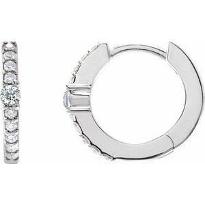 Ladies Natural Diamond 13.6 mm Hoop Earrings (Si2-Si3, G-H) — Platinum