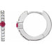 Ladies Natural Ruby Natural Diamond 13.6 mm Hoop Earring (Si2-Si3, G-H) — Platinum