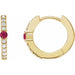 Ladies Natural Ruby Natural Diamond 13.6 mm Hoop Earring (I1, G-H) — 14K Yellow Gold