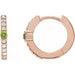 Ladies Natural Peridot Natural Diamond 13.6 mm Hoop Earring (I1, G-H) — 14K Rose Gold