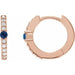 Ladies Natural Blue Sapphire Natural Diamond 13.6 mm Hoop Earring (I1, G-H) — 14K Rose Gold