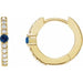 Ladies Natural Blue Sapphire Natural Diamond 13.6 mm Hoop Earring (I1, G-H) — 14K Yellow Gold