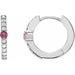 Ladies Natural Pink Tourmaline Natural Diamond 13.6 mm Hoop Earring (I1, G-H) — Sterling Silver