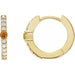 Ladies Natural Citrine Natural Diamond 13.6 mm Hoop Earring (I1, G-H) — 14K Yellow Gold