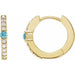 Ladies Natural Blue Zircon Natural Diamond 13.6 mm Hoop Earring (I1, G-H) — 14K Yellow Gold
