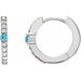 Ladies Natural Blue Zircon Natural Diamond 13.6 mm Hoop Earring (I1, G-H) — Sterling Silver