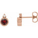 Ladies 4 mm Natural Mozambique Garnet Natural Diamond Earrings — 14K Rose Gold