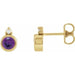Ladies 4 mm Natural Amethyst Natural Diamond Earrings — 14K Yellow Gold