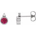 Ladies 4 mm Natural Ruby Natural Diamond Earrings — 14K White Gold