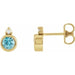Ladies 4 mm Natural Blue Zircon Natural Diamond Earrings — 14K Yellow Gold