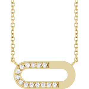 Ladies Natural Diamond Paperclip-Style Necklace (I1, G-H) — 14K Yellow Gold