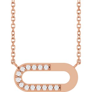 Ladies Natural Diamond Paperclip-Style Necklace (I1, G-H) — 14K Rose Gold