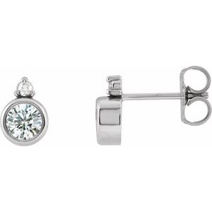 Ladies 4 mm Natural Diamond Earrings — 14K White Gold