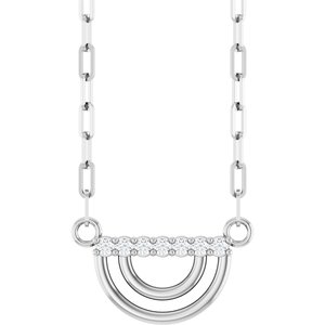 Ladies Natural Diamond Arch Necklace (I1, G-H) — 14K White Gold