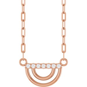 Ladies Natural Diamond Arch Necklace (I1, G-H) — 14K Rose Gold