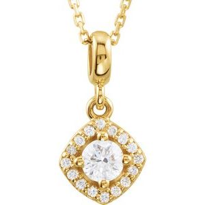 Ladies Natural Diamond Halo-Style Necklace (I1, G-H) — 14K Yellow Gold
