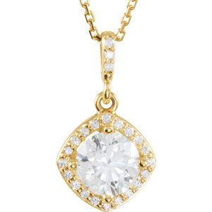 Ladies Natural Diamond Halo-Style Necklace (I1, G-H) — 14K Yellow Gold