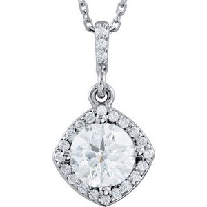 Ladies Natural Diamond Halo-Style Necklace (I1, G-H) — 14K White Gold