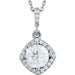 Ladies Natural Diamond Halo-Style Necklace (I1, G-H) — 14K White Gold